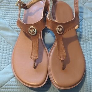 Michael Kors Tan Sandals with Gold Logo